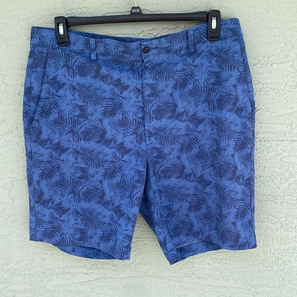 PGA TOUR Flat Front Printed Seersucker Short Sz 36 Tropical Leaf Ensign - Picture 1 of 12